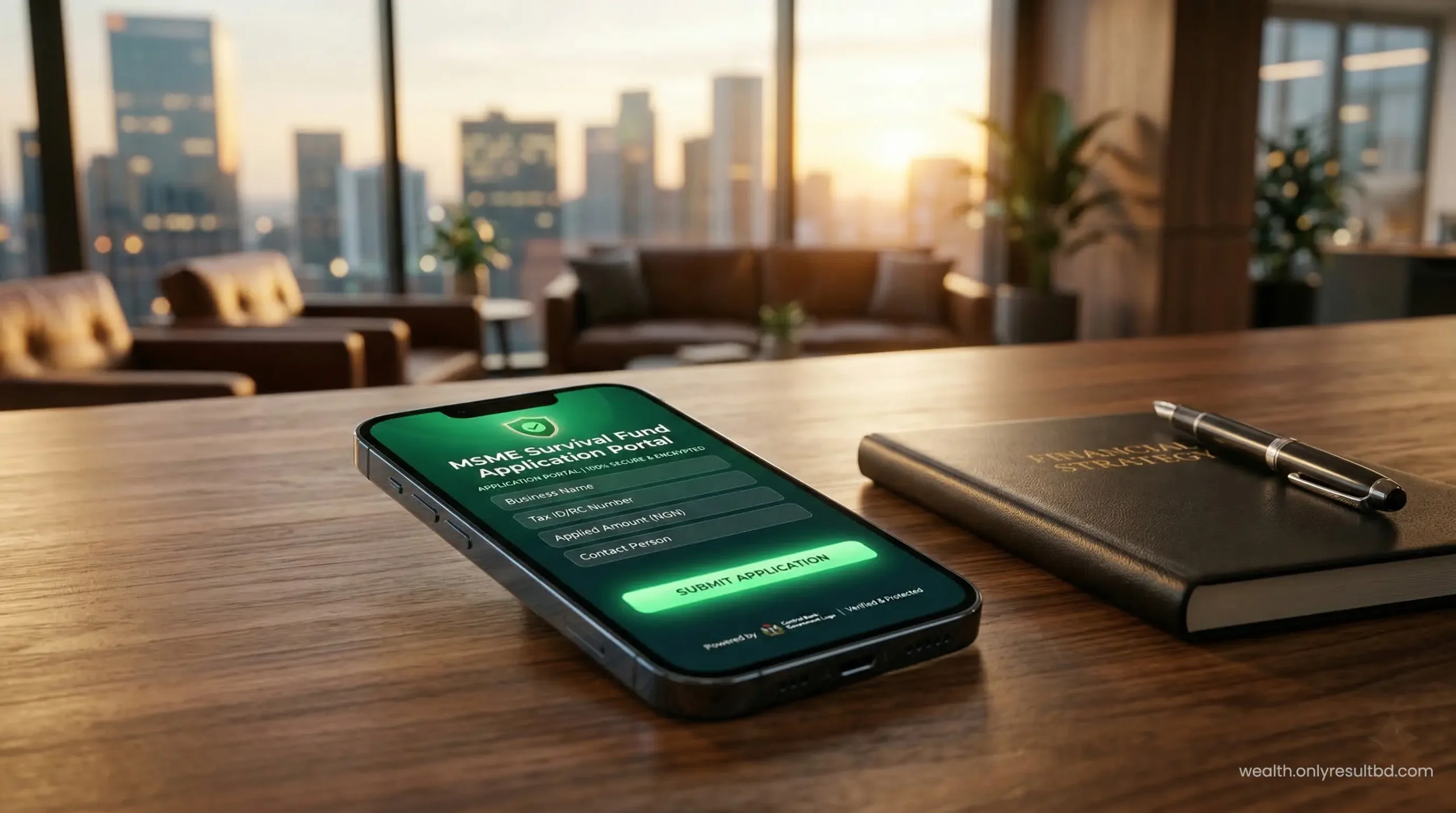 MSME Survival Fund application portal on a smartphone.