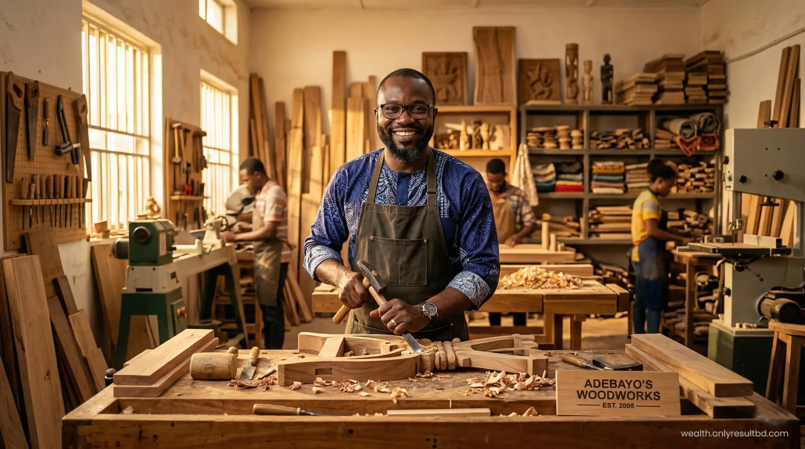 Hardworking Nigerian artisan in a local workshop.